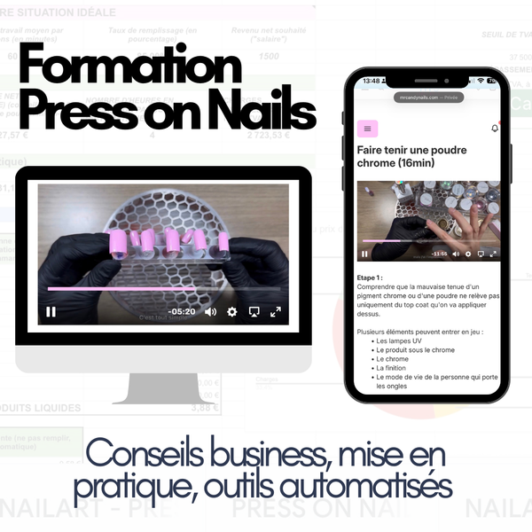 Formation Press on Nails complète - E-book + Vidéos + Calculateur de prix