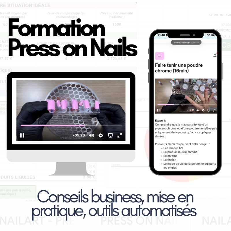 Formation Press on Nails complète - E-book + Vidéos + Calculateur de prix
