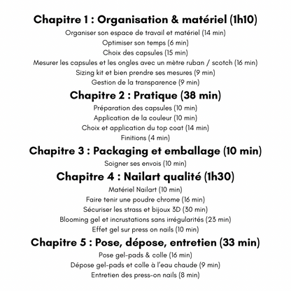 formation en ligne press on nails sommaire programme