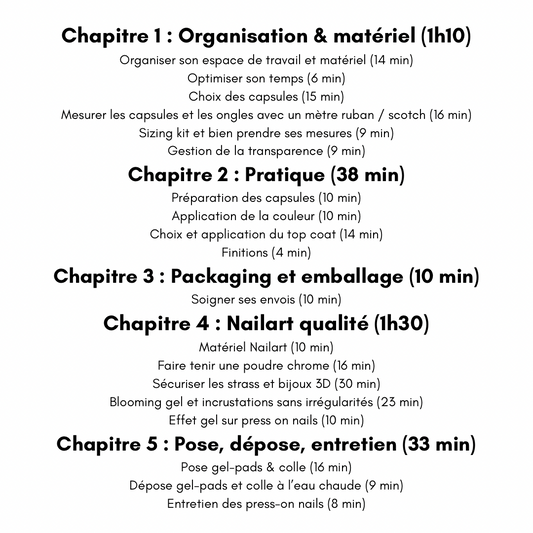 formation en ligne press on nails sommaire programme
