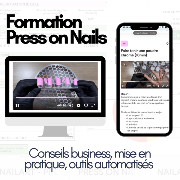 Formation Press on Nails complète - E-book + Vidéos + Calculateur de prix