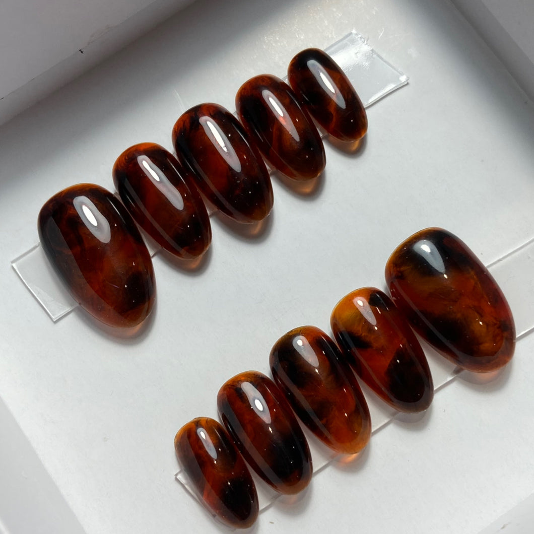 tortoise shell press on nails français made in france 