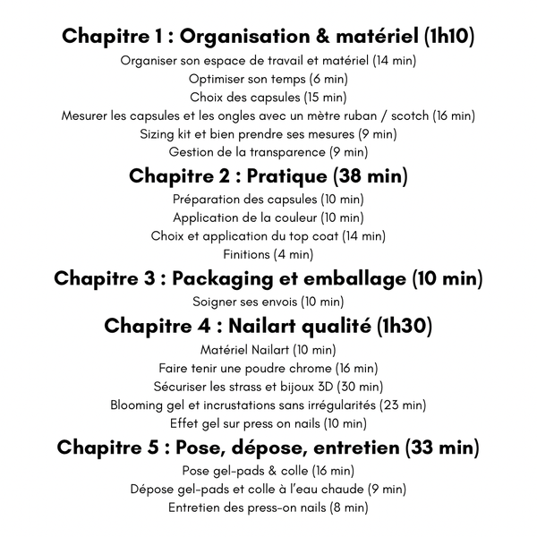 VIDEO - Cours en ligne - Press on Nails qualité