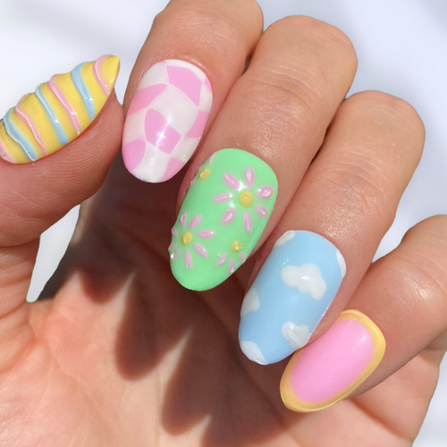 press on nails ongles tendance juin 2022 faux ongles colorés pastel 3D en relief