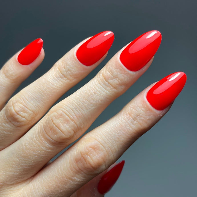 press on nails france français couleur simple unie rouge amande court